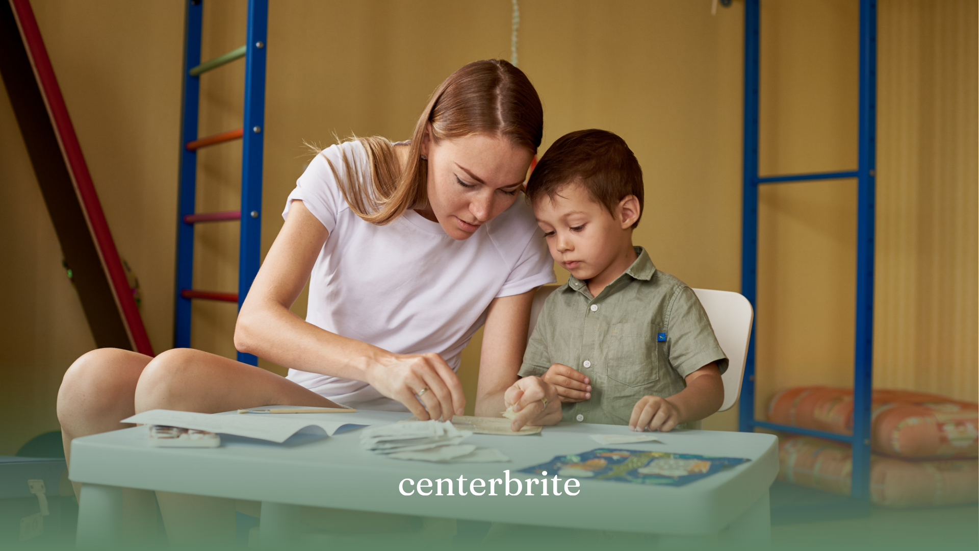 A kid and a therapist during individualized ABA therapy